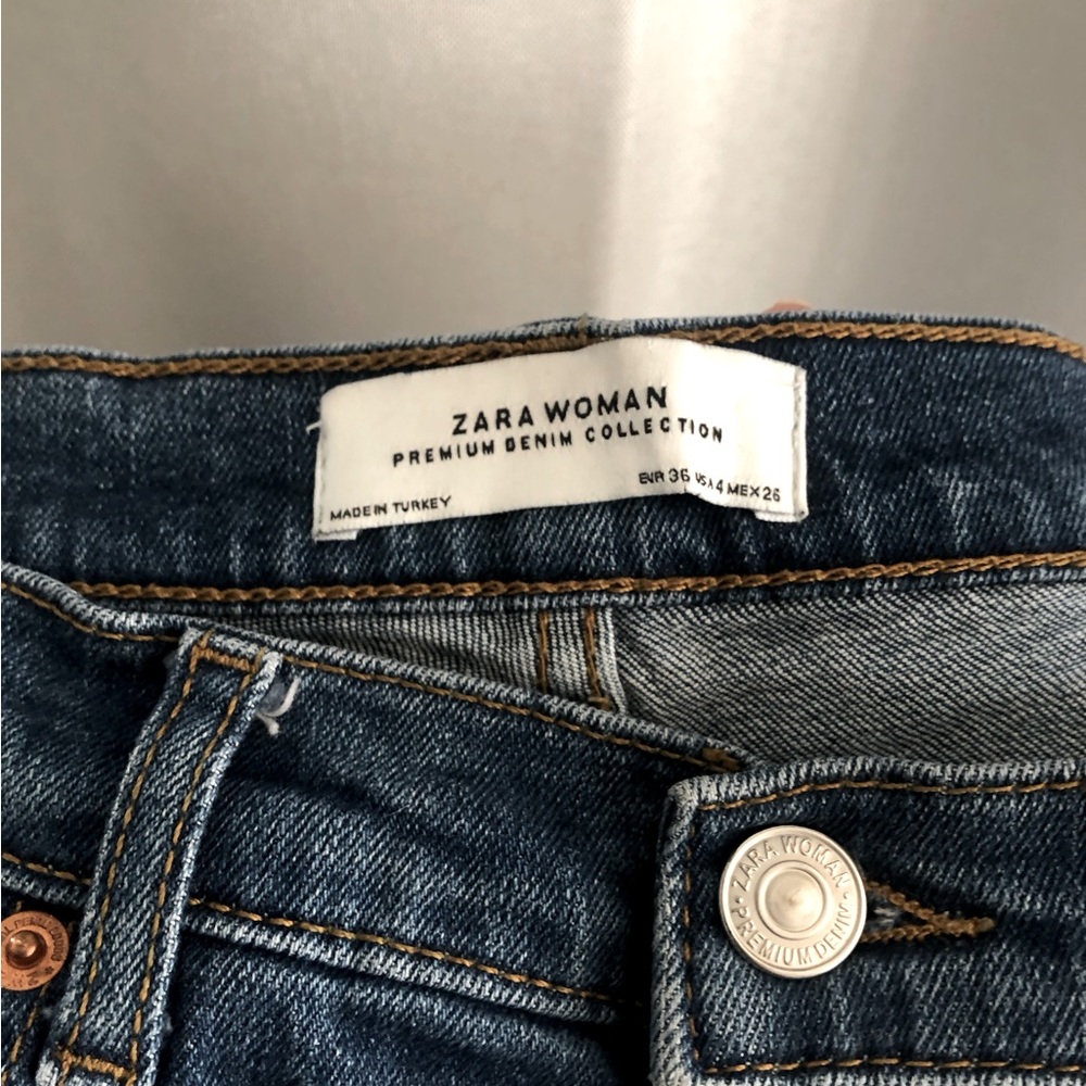 Zara Straight Leg Jeans with Distressed Cuff